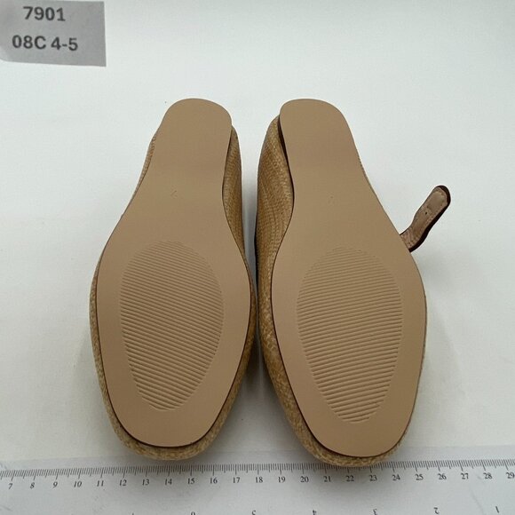Miss Left Beige Braid Comfort Buckle Strap Mary Janes Round Toe Ballet Flats - Picture 7 of 8
